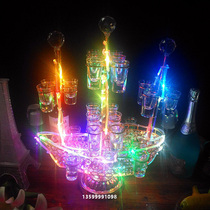 Bullet Cup Rack Stainless Steel Swivel Display Wine Rack LED Bar Creative Spiral Shine Cocktail Wine Glass