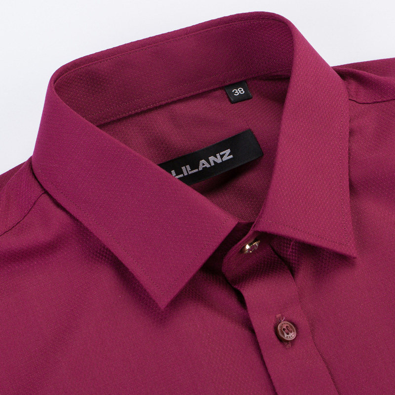 lilanz/利郎长袖衬衫男士正装婚礼衬衣深红色衬衫男6qzc0081y