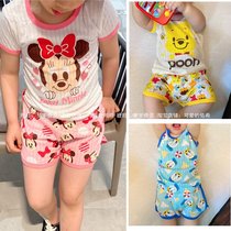 Export Japan summer thin childrens cotton home clothing short sleeve baby breathable pajamas set Cartoon