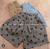 Export Japanese girls summer thin corduroy shorts soft and comfortable pants children flower pants