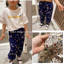 Summer boys and girls anti-mosquito pants loose big pp pants leg thin trousers parent-child pants