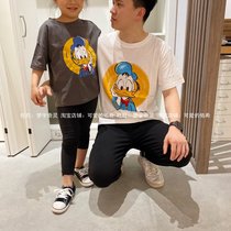 Summer children cute cartoon cotton short sleeve T-shirt boys and girls summer clothes a family of three parents and children holiday short sleeves