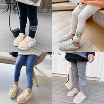 Sisi Home 2020 winter clothing Girls plus suede thickened letters Bottoms Pants Silver Fox Suede Warm Foreign Air Outwear Pants