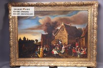 Upper Pleistocene antique oil painting board oil painting E Schmeisser Signature manuscript old painting Figaro wedding