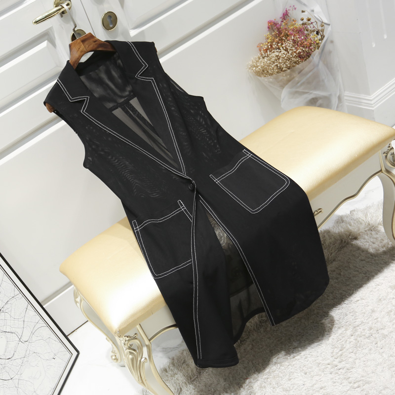 Summer vest woman 2022 Chispun veil in long - code horse jacket Han edition appears thin fashion net sleeveless tops