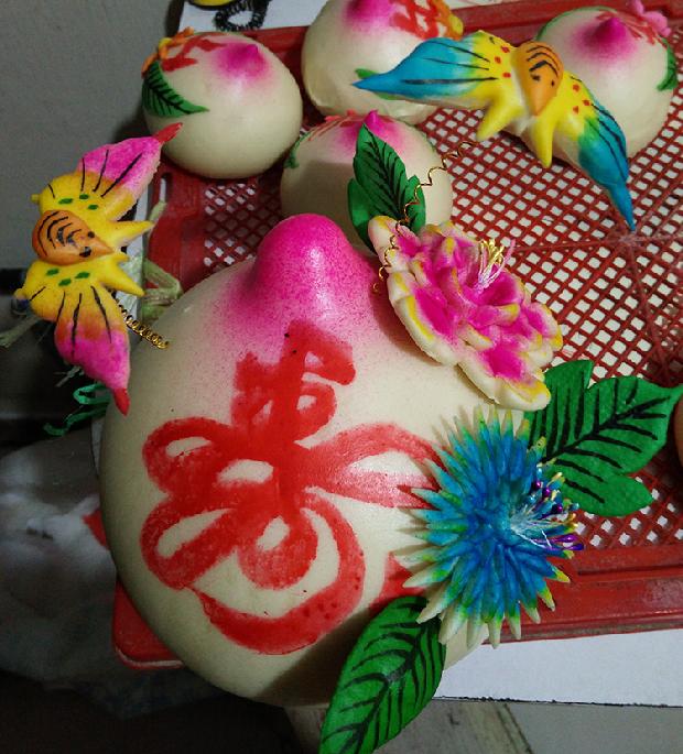胶东特产花饽饽寿桃手工定做喜馒头结婚过寿供品生日寿桃花馍面塑