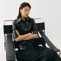 MADEINAM Italian imported bottom embryo lambskin texture box type short sleeve leather shirt