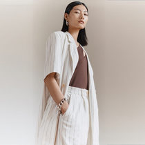 MADEINAM 2020 summer new natural texture fruit buckle STRIPED SHORT-sleeved SUIT WOMENs SHORTS suit