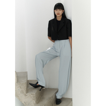 MADEINAM2020SS Waist pleated high and rhythmic tapered Glacier blue trousers