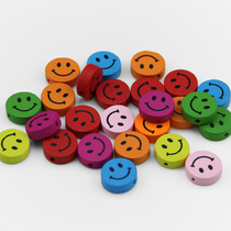 DIY handmade beaded 17mm round smiley face environmental protection color wooden beads bracelet clothing pendant wind bell accessories