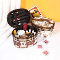 Bear makeup bag female cute net celebrity portable cylinder large capacity high-end small portable cosmetics storage box