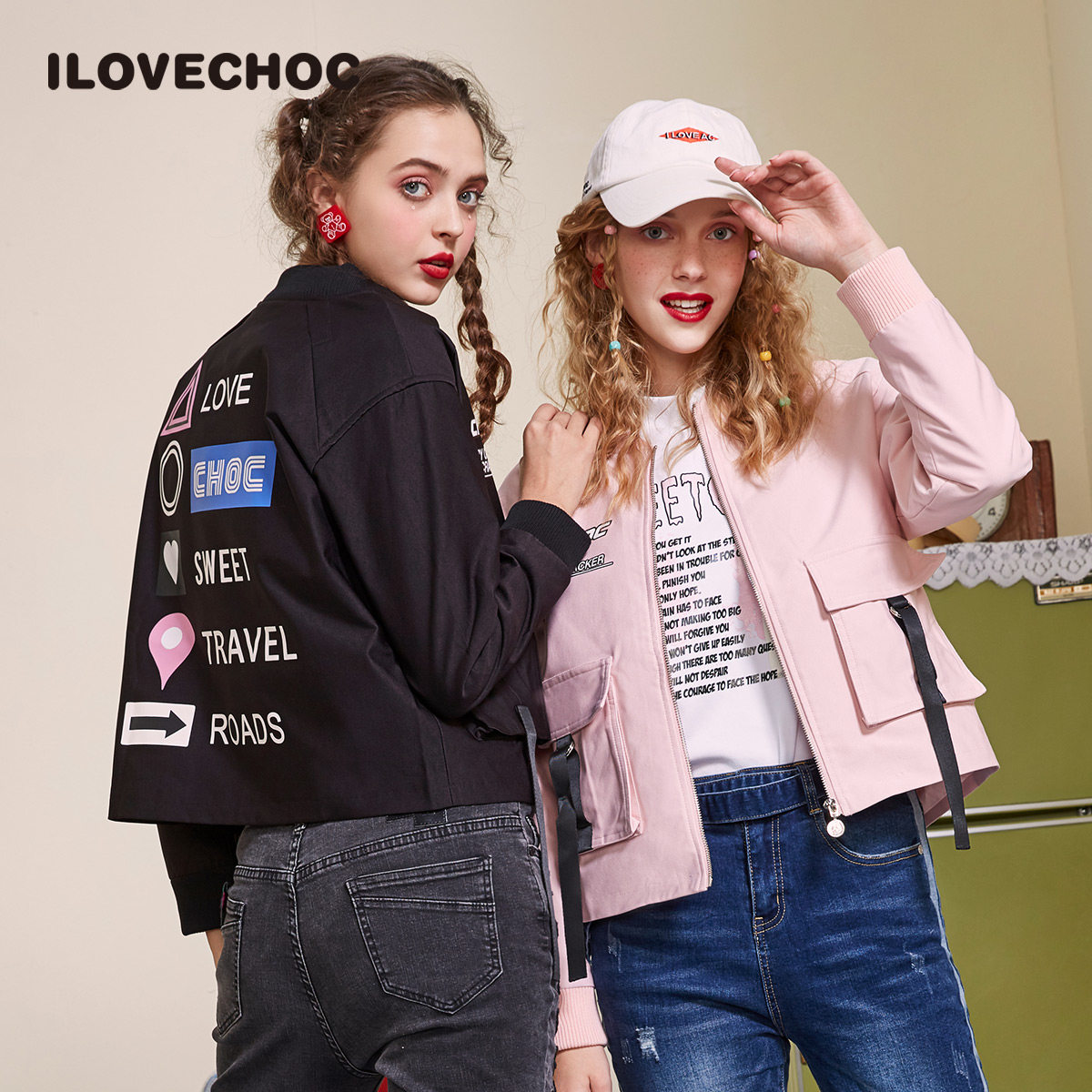 ilovechoc我爱巧克力春夏季新品潮流女装飞行夹克外套chic上衣