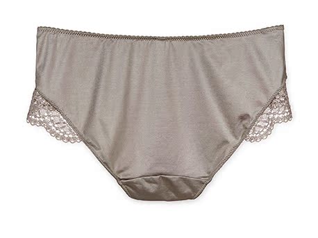 夏娃的诱惑纯组手工唯美蕾丝贴花性感内裤女士中腰褐色平角裤