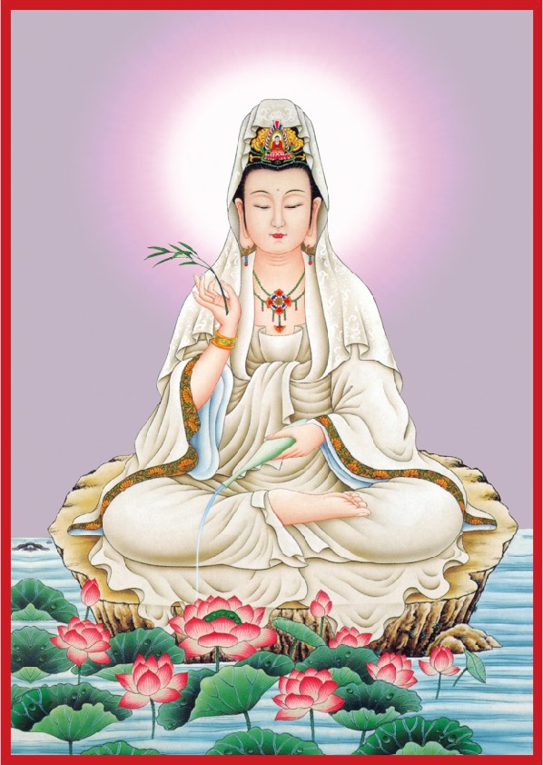 The pure hand-painted painting like the pure land Guanyin Bodhisattva Buddha statue Nanwu Guanyin hanging painting dedicated to the photo paper plastic seal