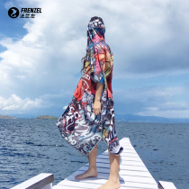 FRENZEL flange left ocean graffiti beach water absorbent quick-drying bathrobe towel men and women adult diving Cape parent-child