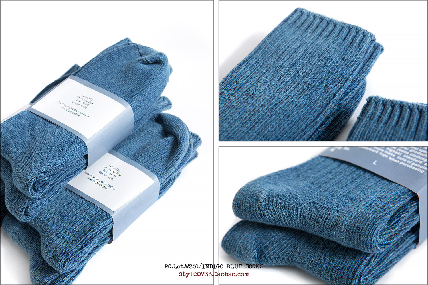 redcloud 赤芸 indigo blue socks 蓝染厚实棉袜 两双套装 w301_7折