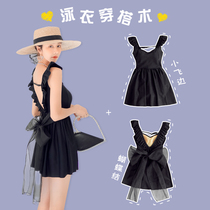 Fu Gas Sugar Girl Net Red Wind Bathing Suit Women Conservative Bubble Hot Springs Beauty Back Butterfly Knot Black slim Skinny Crowdbathing Suit