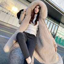 Pike womens 2022 winter new fox fur liner removable young fur coat mid-length fur coat