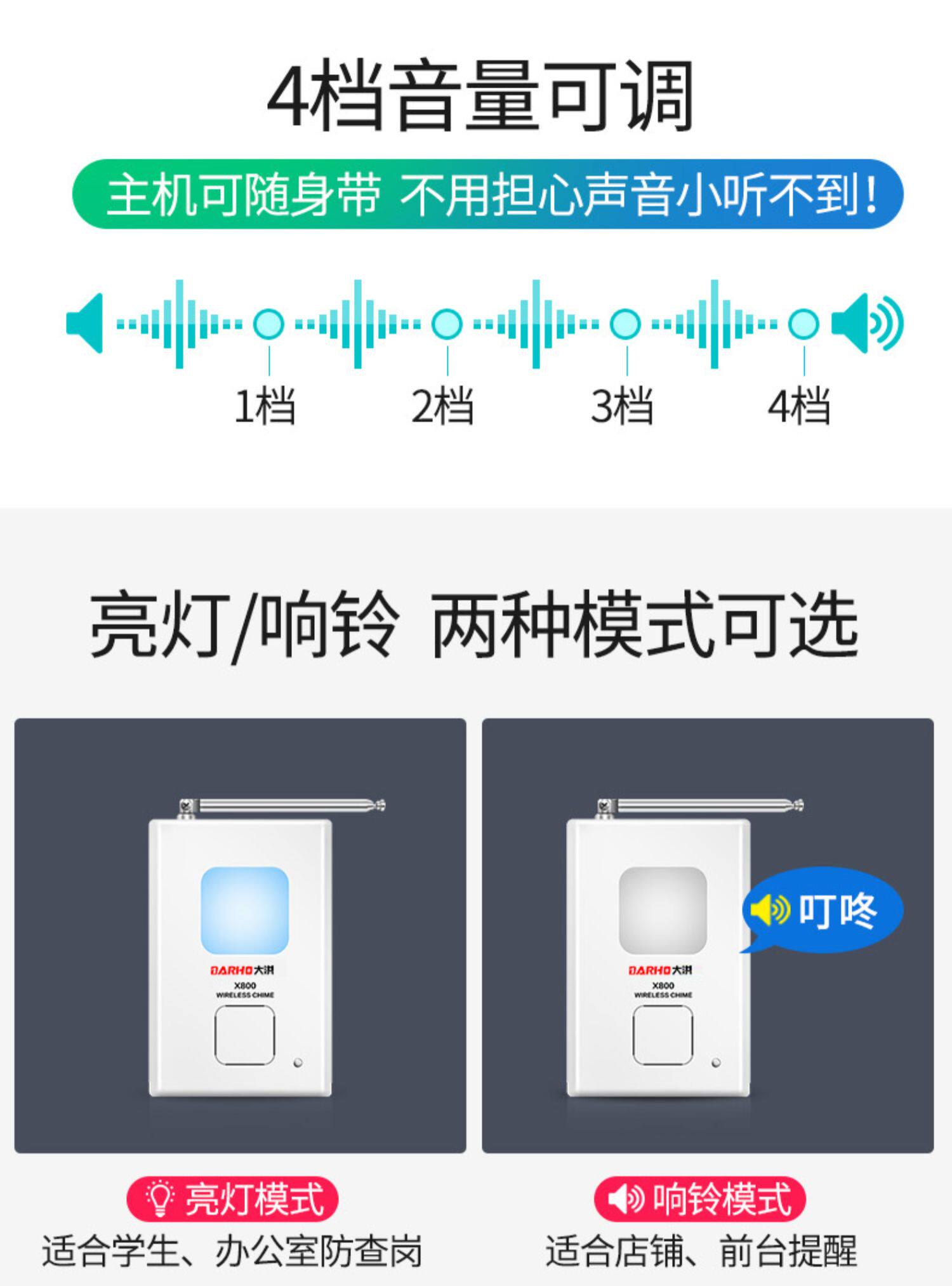 大洪分体式欢迎光临感应器进门迎宾器门铃铛店铺开门叮咚感应门铃