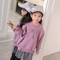 Girls clothes 2021 new autumn and winter children Korean girls in big children loose foreign style plus velvet coat tide