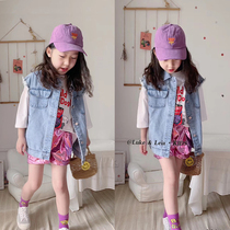 Childrens denim vest 2021 Autumn New Baby Fashion waistcoat boys and girls foreign-style denim waistcoat tide