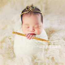 Chinese Style Wind Tight Stirrup Cursing Golden Stirrup Newborns Full Moon 100 Days Head Decoration Pendulum Pieces Childrens Photographic Headwear Swing Pieces Props
