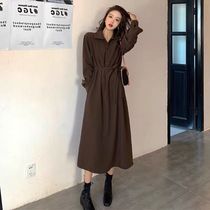 Dress French temperament retro Heben long skirt waist black shirt dress female senior Japanese Han Venture
