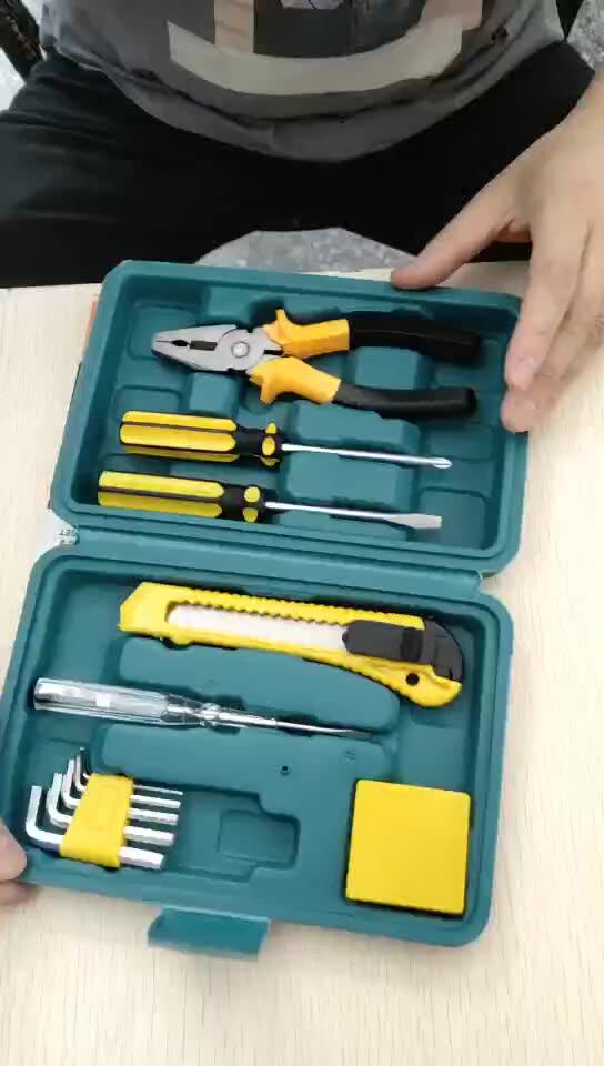 礼品五金工具套小12件套家用组合工具箱11件套装电工工具箱8012a