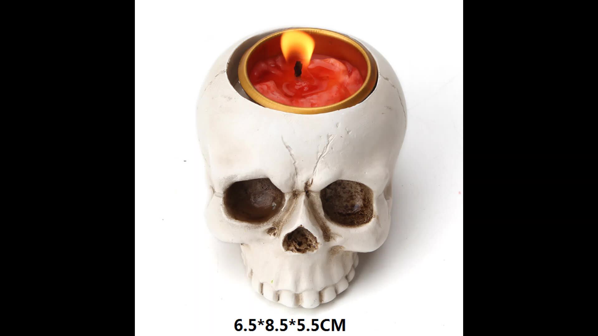 wholesale resin white skull candle holder tabletop