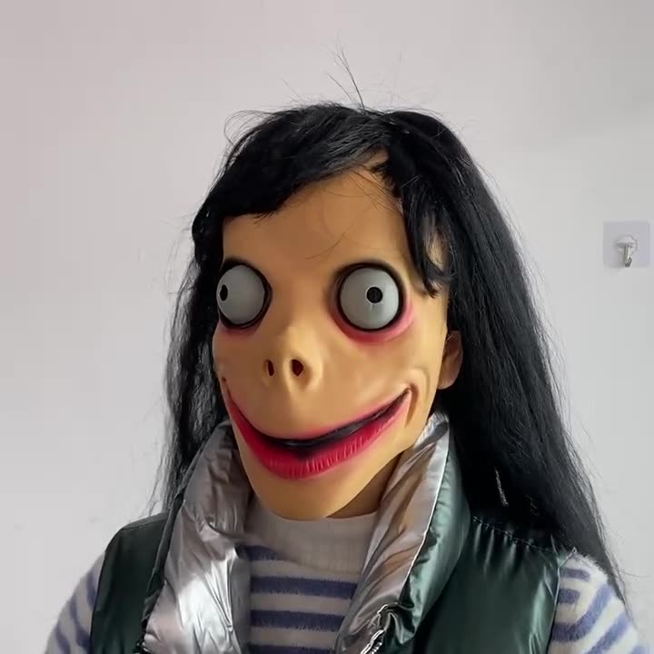 momo姑获鸟面具万圣节鬼屋密室派对扮演女鬼面具假发乳胶头套恐怖