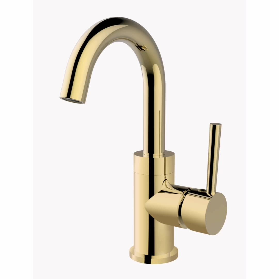 甲板安装的实心黄铜单把手英国厨房水龙头金