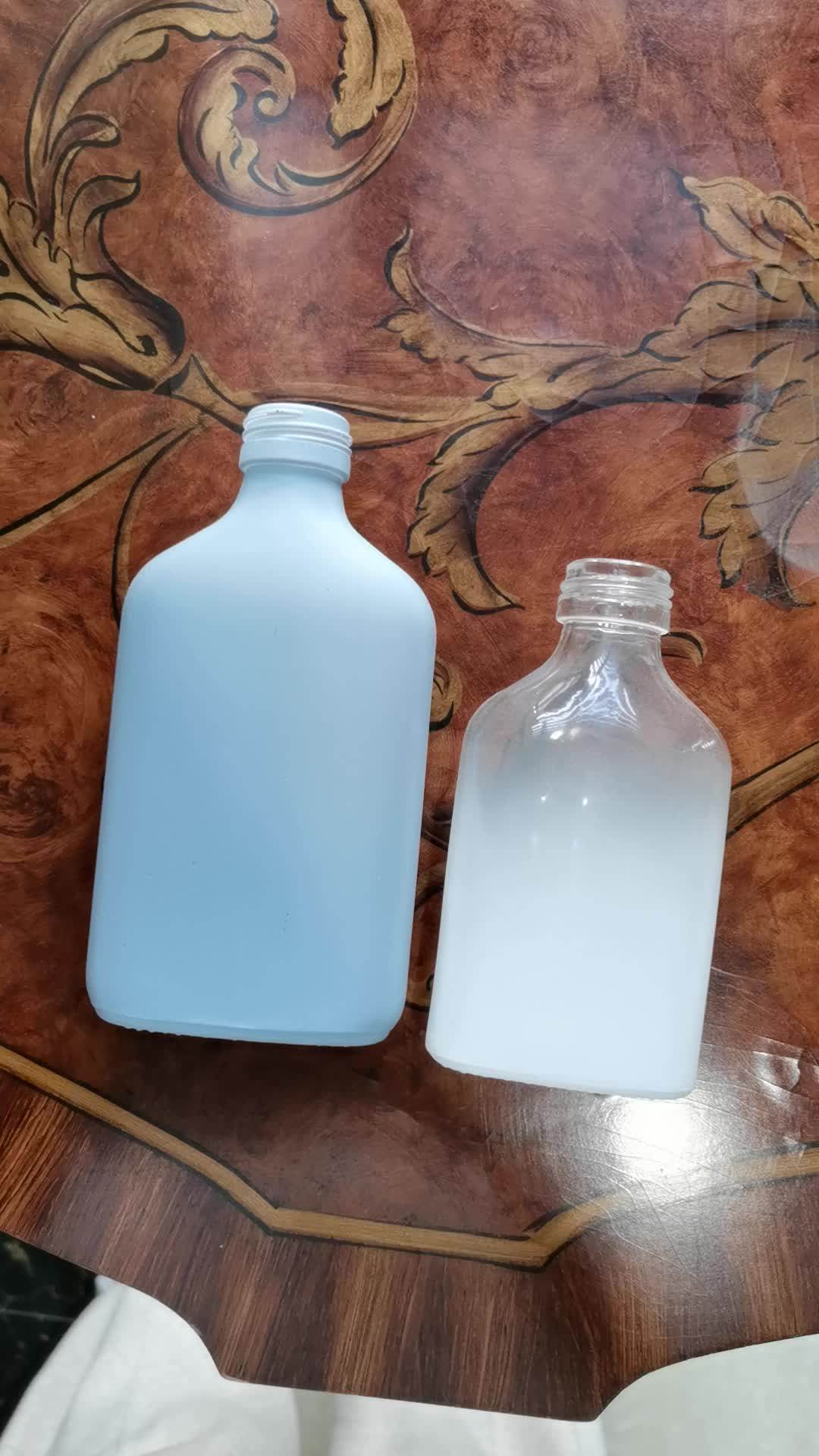 空200毫升平板咖啡玻璃饮料瓶,塑料盖子篡改明显易密封