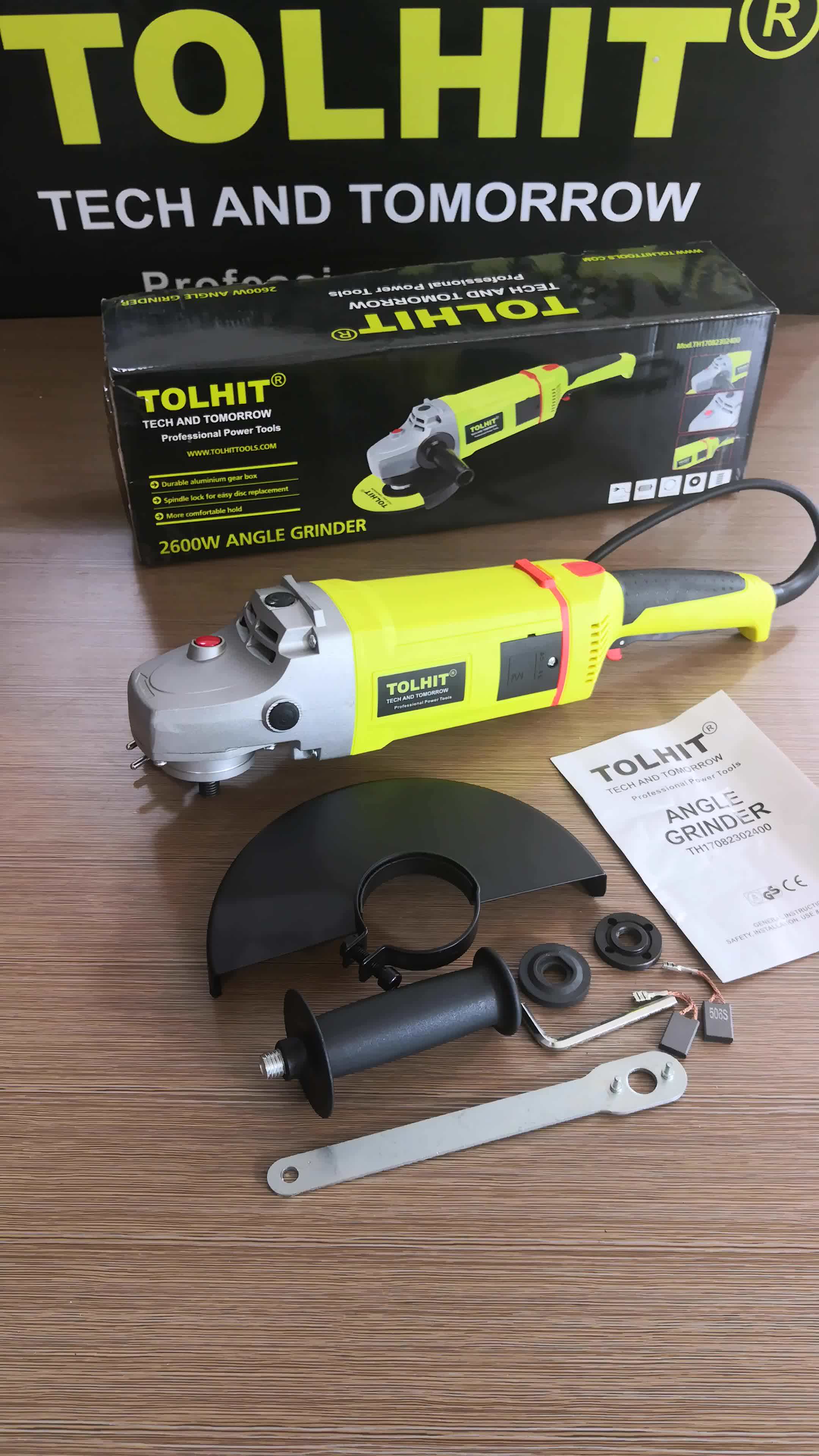 tolhit 230毫米 9 英寸 2400 电动切割石大可逆角磨机工业金属研磨机