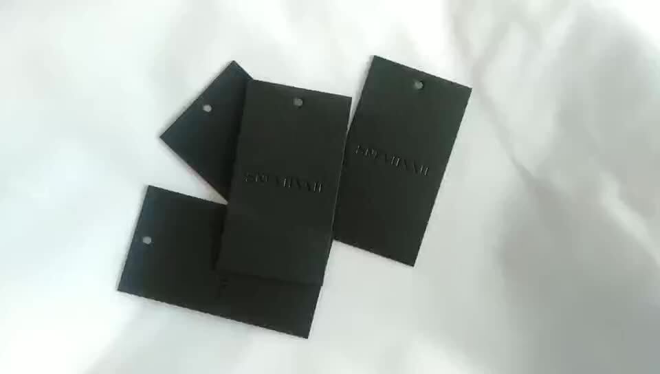 wholesale black cardboard paper hangtag black foil effect logo