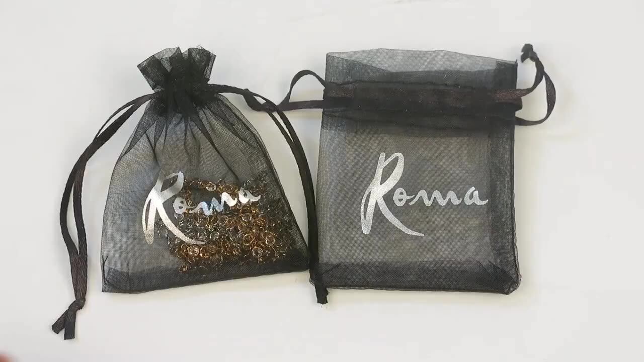 custom print organza bags sheer mesh gift bag with drawstring