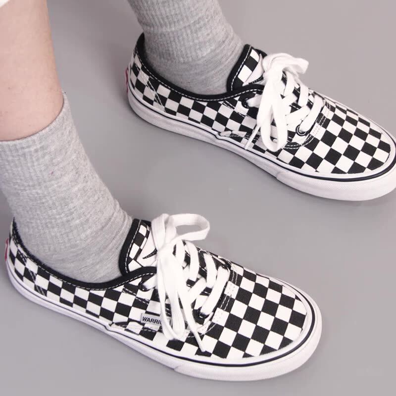 回力棋盘格帆布鞋女鞋经典黑白格子一脚蹬懒人鞋秋季情侣休闲板鞋