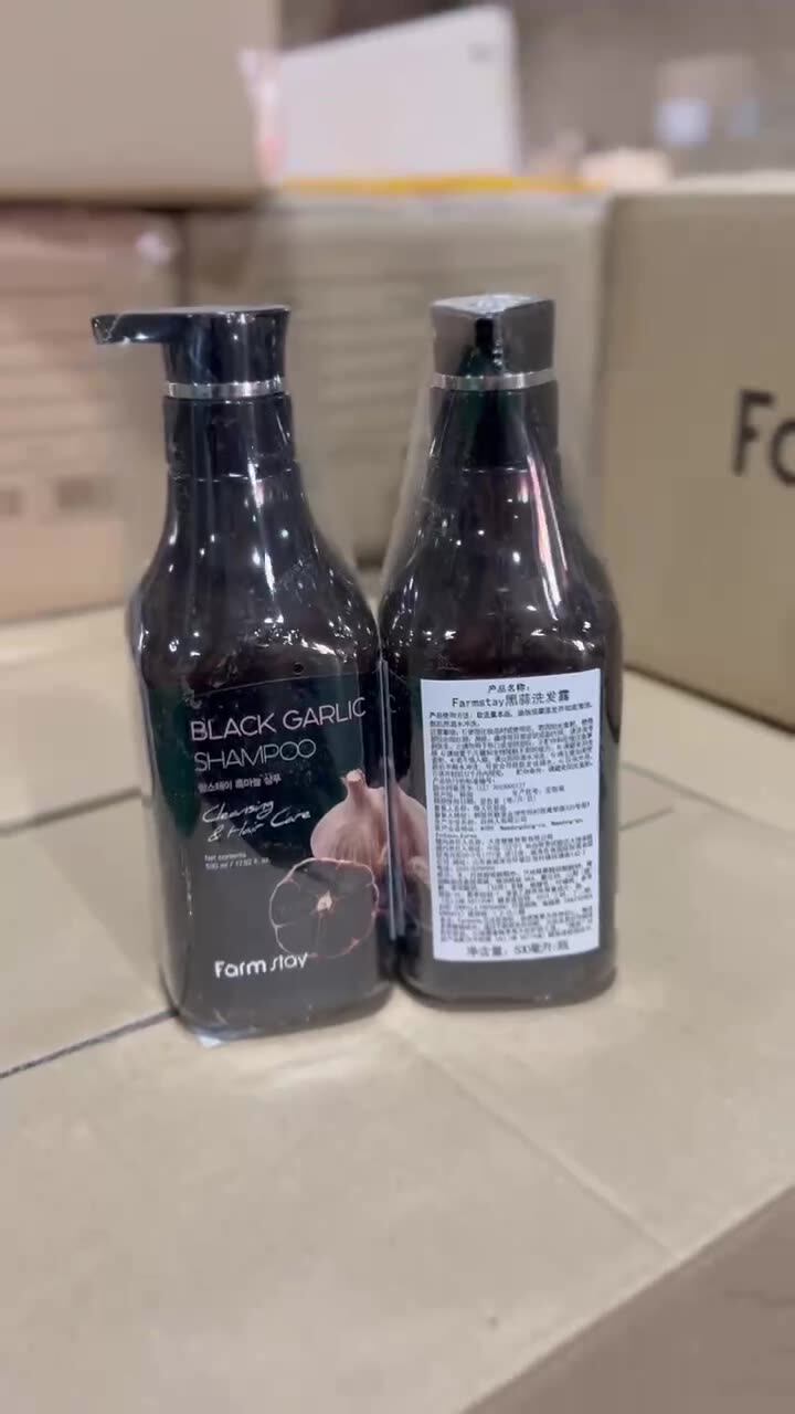 韩国进口一般贸易黑蒜法曼媞farmstay洗发水清爽清洁头皮530ml
