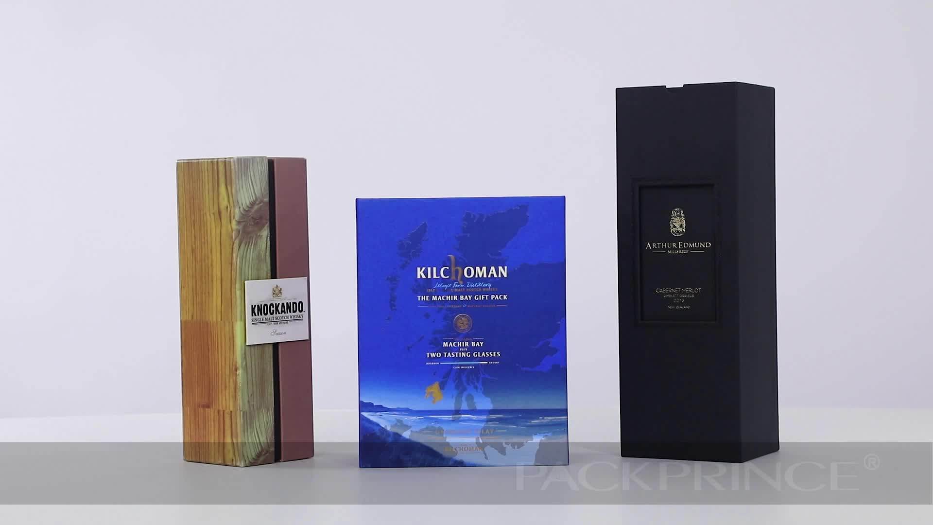 custom logo luxury rigid cardboard paper liquor wine set