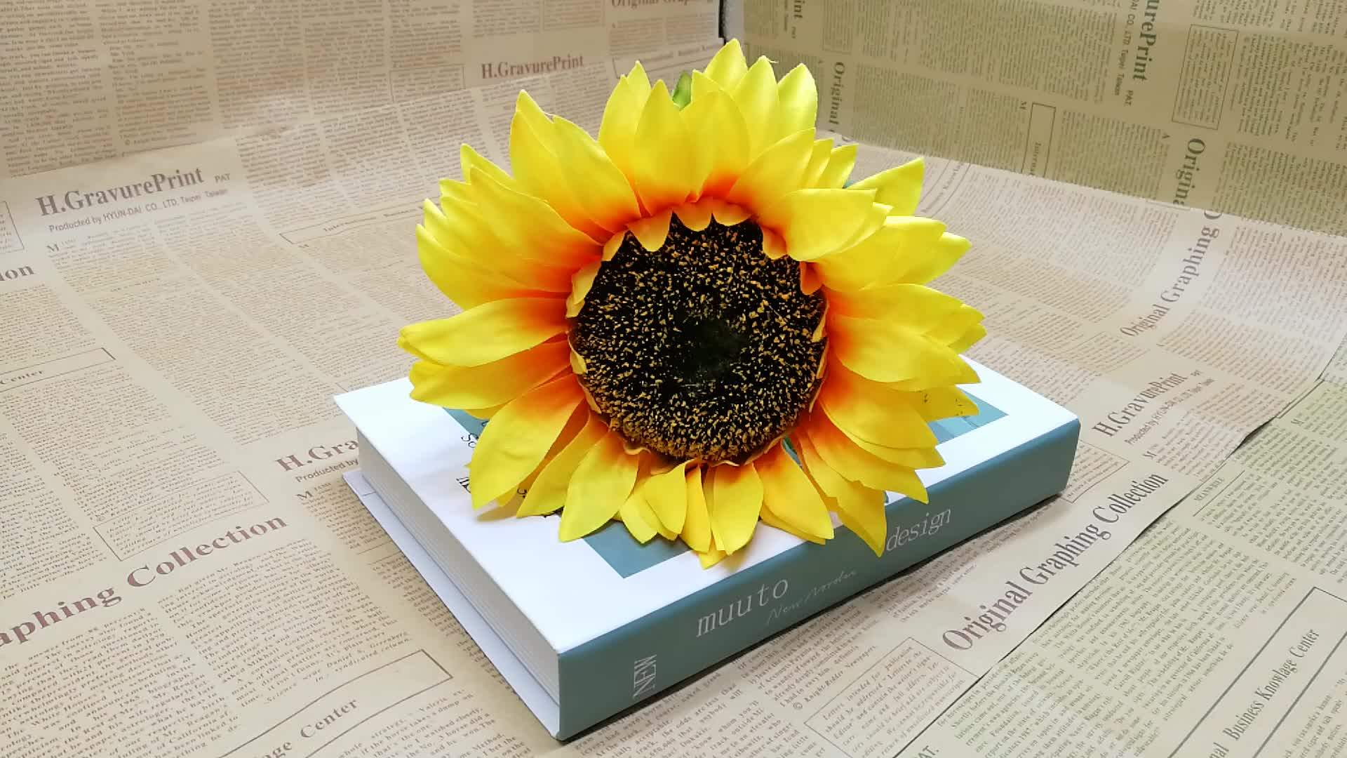 v564花园装饰插花便宜批发塑料大黄彩色人造葵花头