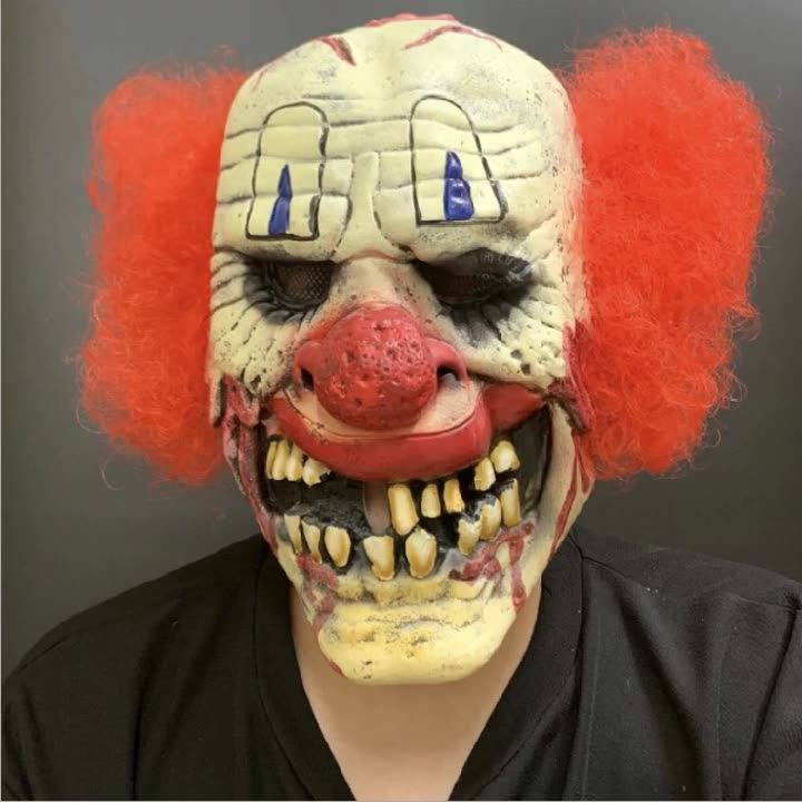 wholesale halloween masks scary red hair clown masquerade mask