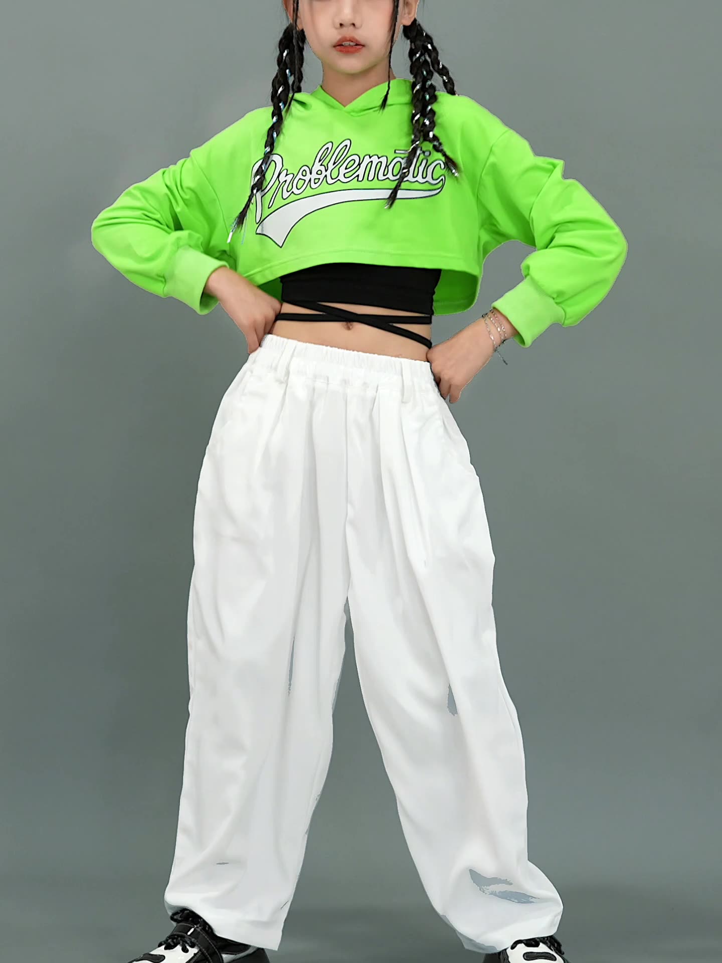 爵士舞女童演出服套装秋冬款街舞儿童潮服多巴胺少儿走秀表演服装