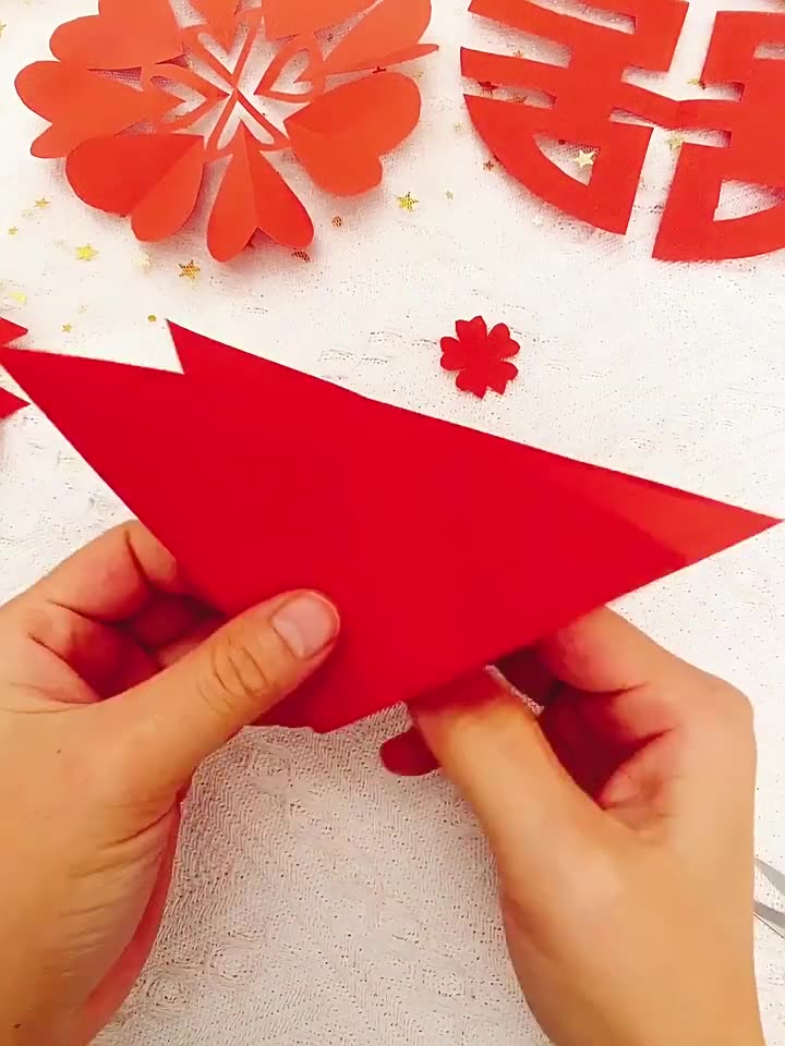 红色硬卡纸折纸手工diy红色剪纸窗花刻纸结婚千纸鹤书法福字红纸