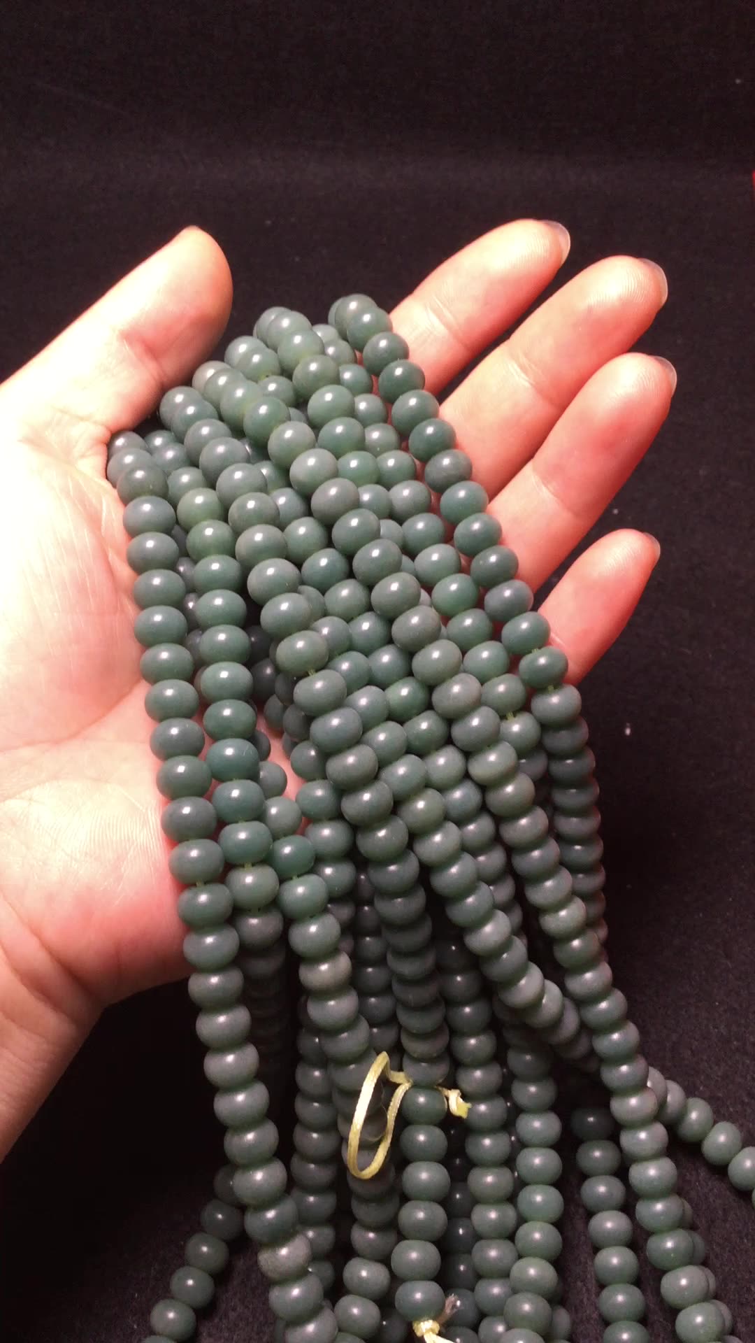 108颗天然墨绿菩提根 阴皮菩提根 天然色原籽菩提子