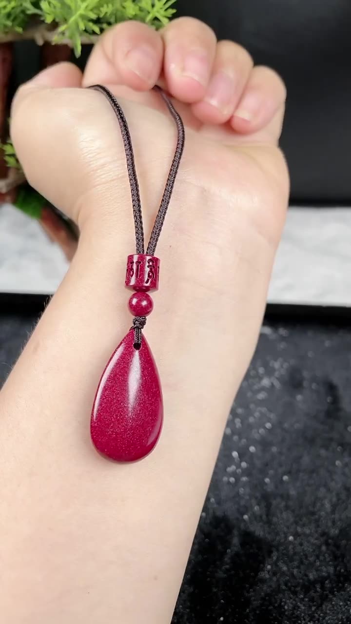 天然朱砂水滴吊坠男女款项链挂件饰品毛衣链紫金砂吊坠