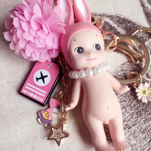 独家定制 正版sonnyangel带珍珠的兔子包包挂件钥匙扣