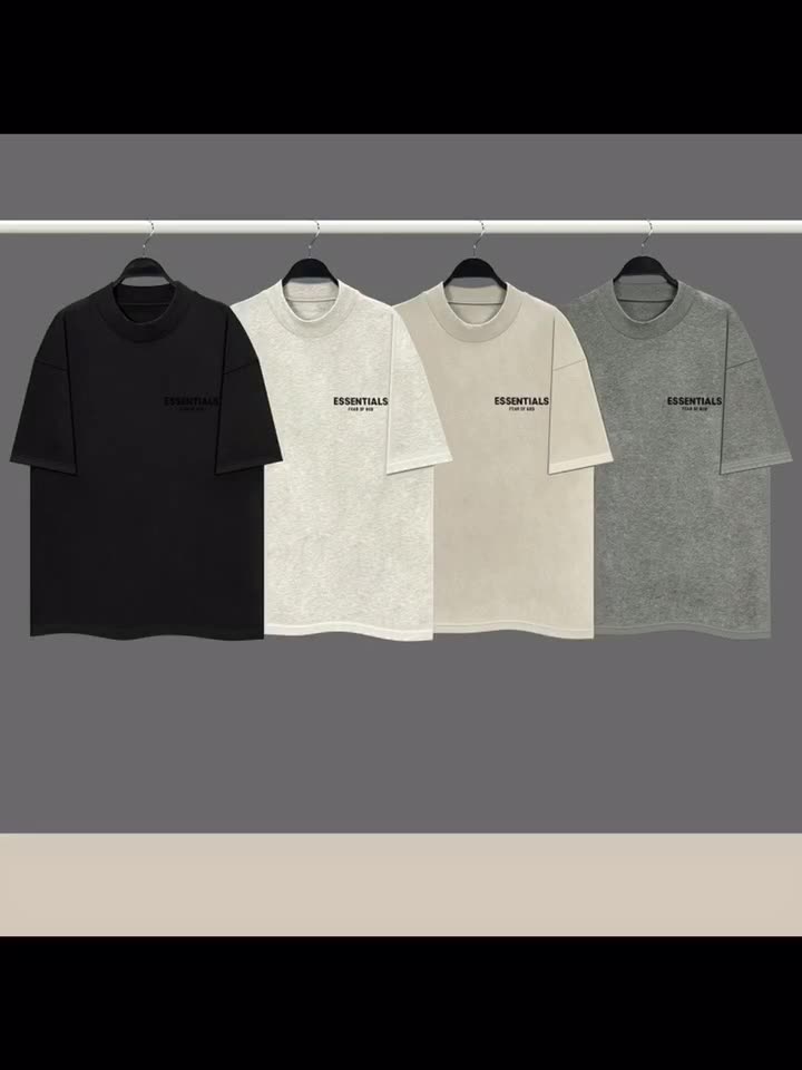 fog复线essentials前后植绒字母小众潮牌美式男士情侣宽松短袖t恤