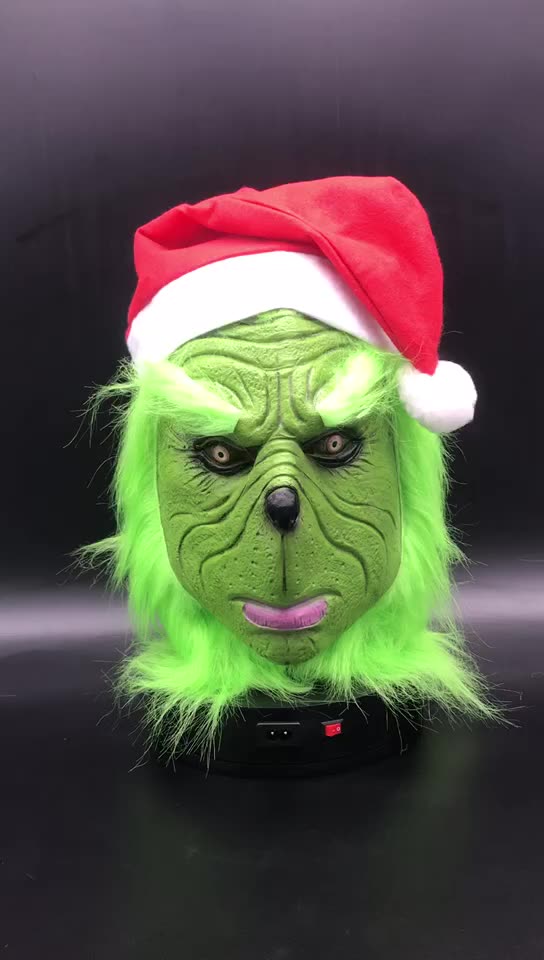 绿毛怪格林奇乳胶面具头套装扮圣诞节面具电影舞会角色服装道具