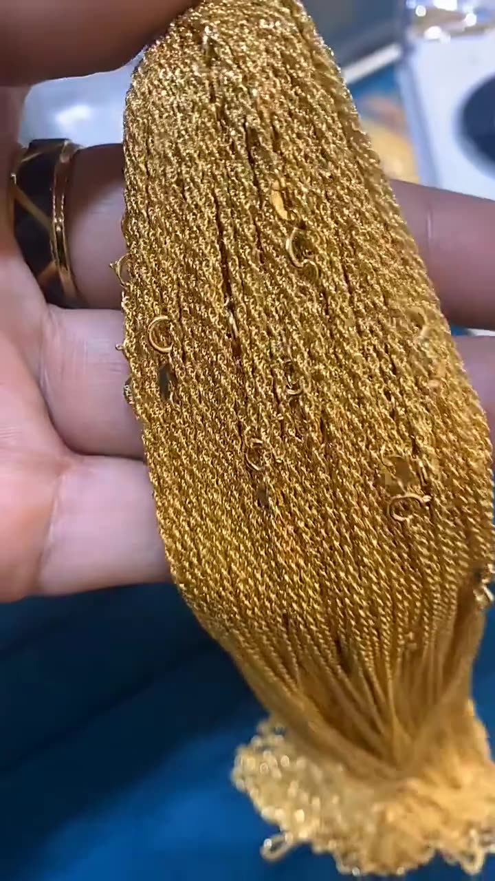 麻绳素金麻花链真金18k黄金项链女正品au750扭绳链百搭素链女士款