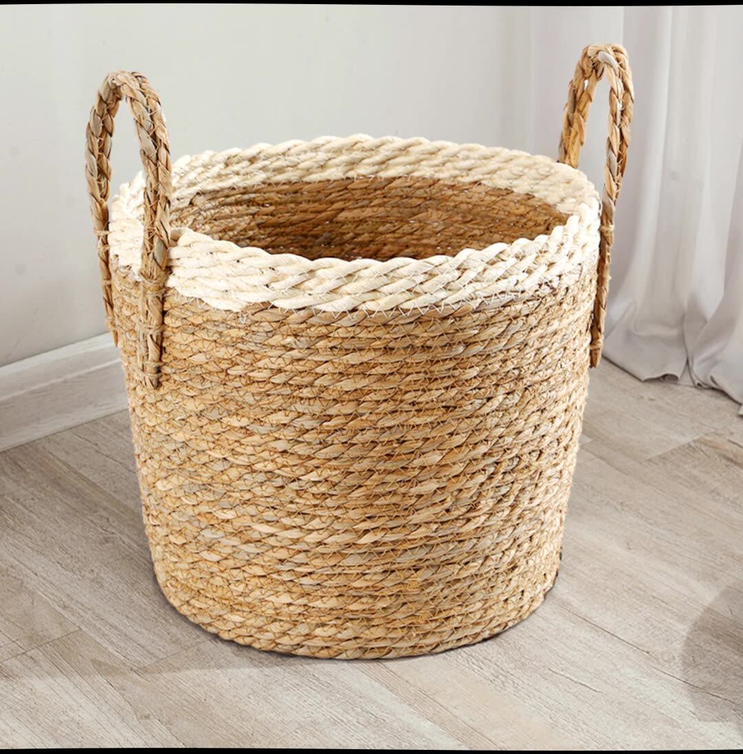 【实体工厂店】草编海草收纳篮盆栽绿植衣物杂物脏衣篓编织收纳框