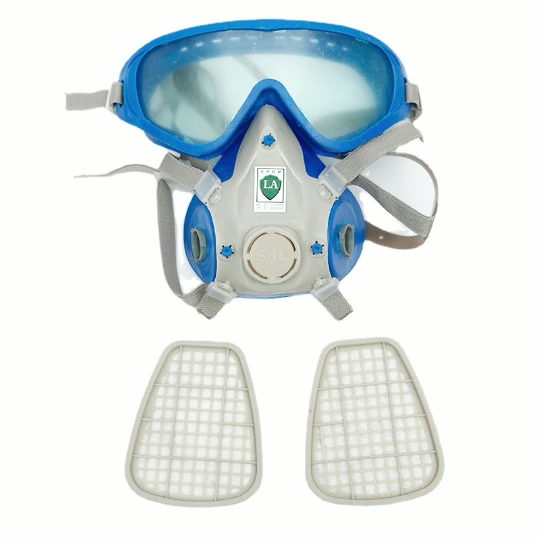 双罐过滤式防毒面具 带眼镜式颗粒活性炭防护面具大面具防毒口罩